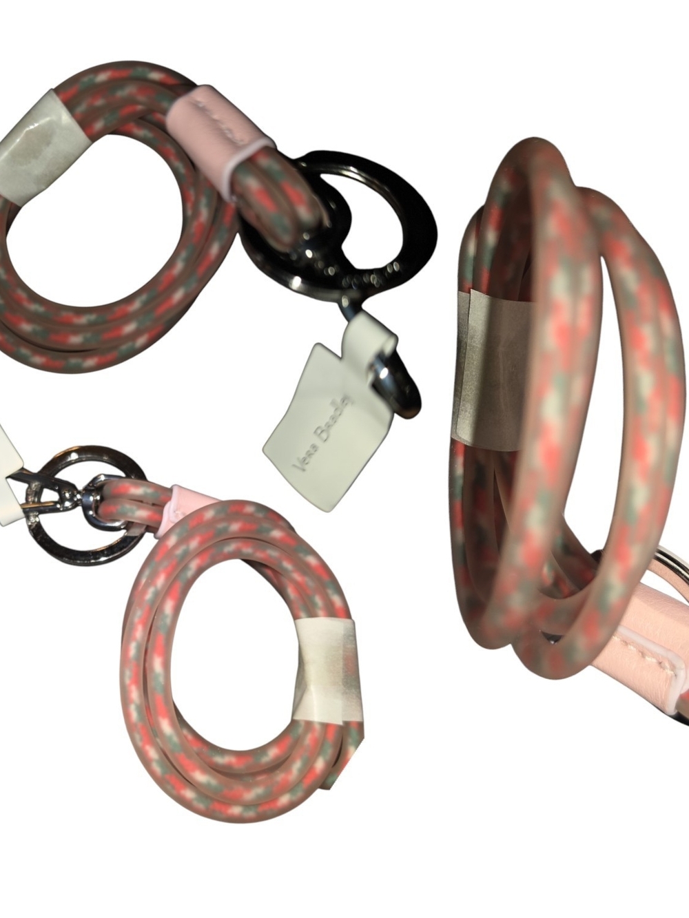 Vera Bradley Pink and Coral Patterned Lanyard Key Ring/ID Badge NWT